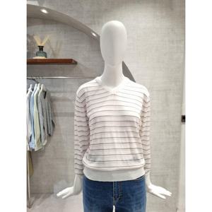 페이지플린  (F6AKN411) 브이넥 스트라이프 니트