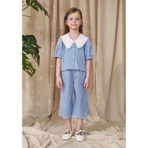 빈 [빈HP] 여아 (BA24PT03BU) 블루 고방체크 7부 팬츠 PG BA24PT03BU