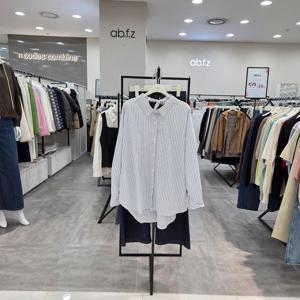 [ab.f.z]AFA2HB36/봄 루즈핏 뒤 넥 리본 스트라이프 롱 셔츠-IC_