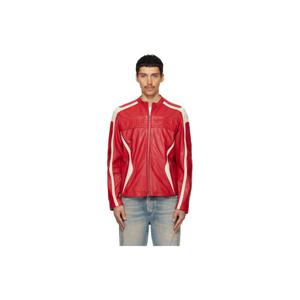 디젤 가죽재킷 레드   오프 화이트 L 아담 가죽 재킷 261001M181001