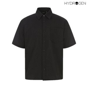 [하이드로겐] 남성 자카드 반팔 셔츠 H11F2TO201_BK