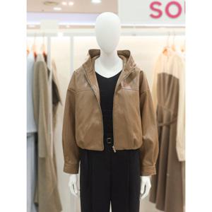 [숲]반 후드 페이크 레더 크롭 점퍼(SBXLE2F1)_DG