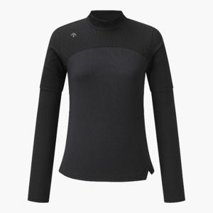 데상트골프웨어 VQA DR12WFTL33-BLKG 여성 모크넥 골지 토시 티셔츠 / BLACK