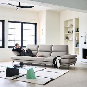 [다우닝] 루체 3.5인 전체 천연가죽 소파