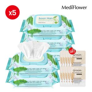 [메디플라워] 센텔라 순한 딥 클렌징 티슈 100매x5+파우치10매