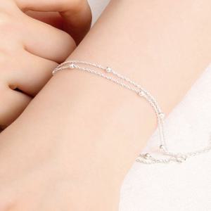 [미니아트] 92.5 실버 두줄심플볼 두줄 체인 은 팔찌