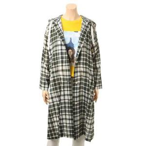 (BAJP93931) 후드 체크 롱 점퍼