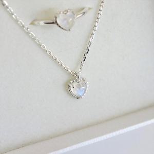 [폭스타일] 실버925 문스톤 하트 신비 목걸이