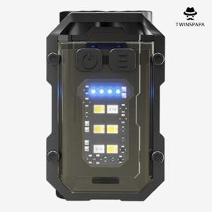 트윈스파파 충전식 캠핑용 듀얼 LED 초미니 후레쉬 조명 블랙(P0000UDR)