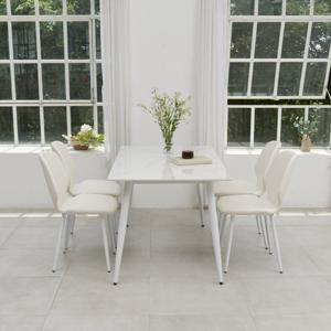 인터데코 청결 유지가 쉬운 세라믹 상판 4인식탁 의자 세트 P0000CBG