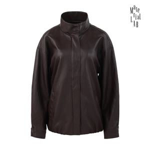 머티리얼랩 26SS 남성 퍼널넥 FAUX 레더 코쿤 자켓