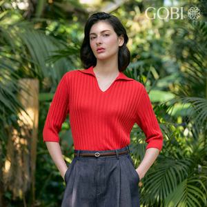 고비(GOBI) 실크 캐시미어 립조직 티에리 풀오버