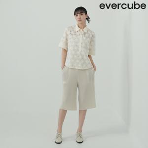 에바큐브 26SS 크리스탈플리츠 하프 팬츠