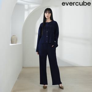 에바큐브 26SS Mix플리츠 스티치 팬츠