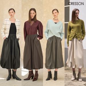 [크레송] Faux 레더 벌룬 스커트 (1종)