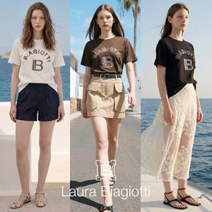 라우라비아조티 26SS 로고포인트 스팽글 자수 티셔츠