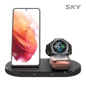 스카이 필 3in1 15W 고속 무선 충전기 스탠드 W51 아이폰 애플워치 갤럭시 워치
