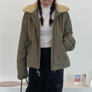 [옷자락]여자 겨울 아우터 스트링 야상 뽀글이 카라넥 점퍼