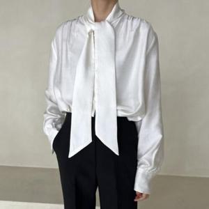 [헤이데이즈]1110 타이블라우스 실크 새틴 모달 타이 블라우스