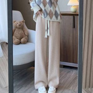 여성 꾸안꾸 스웨이드 기모 코듀로이 밴딩 팬츠