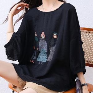 ★베스트★[블랙퀸] 캐릭 루즈핏 반팔블라우스 blk003244