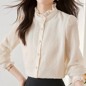 [페이릿] [~77까지]살하 프릴 레이스 시스루 블라우스