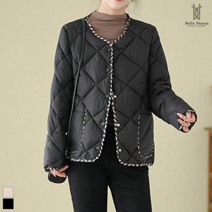 [이삐다]벨라도나 여성 겨울 다이아퀄팅 노카라 단추 패딩자켓 이너 경량점퍼 Bon-2566