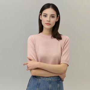 실크 하프넥 반팔 니트