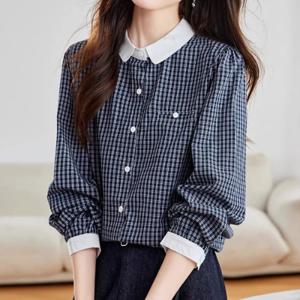 [몽벨리즈]쁘띠카라체크블라우스 mde2302720