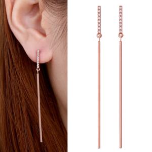 925 은침 베이트 큐빅 귀걸이 실버핀 롱 드롭 이어링 AE205_AE206