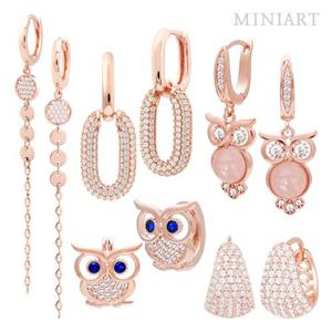 14K 금침 로즈골드 원터치 링 여자 패션 롱 드롭 귀걸이 이어링