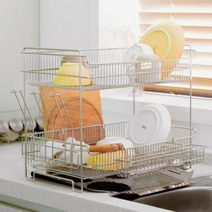 [녹슬 걱정없는 올스텐] 스마트 물빠짐 올스텐 식기건조대 2단