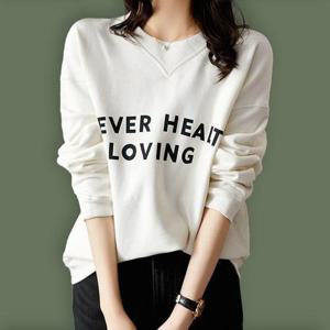 여자티셔츠 여성 봄 가을 레터링 긴팔 맨투맨 티셔츠 화이트