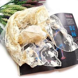 [썬비쥬]이중 레이스 스카프 망사 봄 얇은 롱 꽃 자수 머플러