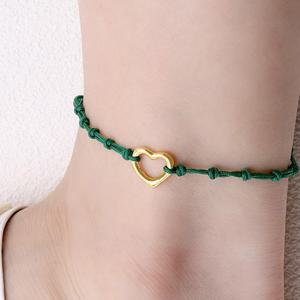 [골드모아] 순금 발찌 [하트라인 컬러 매듭끈]