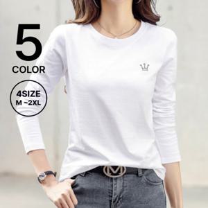 나바바 / 심플 왕관 포인트 라운드넥 긴팔 티셔츠 NT606/ 5컬러/ 4사이즈