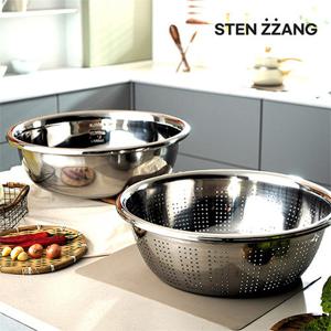 [2종세트]자이언트 스텐대야(50cm대야+48cm채반)