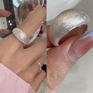 [디자이너몰]여성 s925 실버 무광 스크럽 볼드 오픈 반지