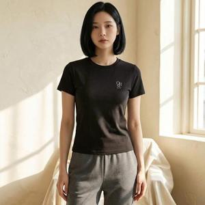 [유니제이] 미니 자수 반팔 티셔츠