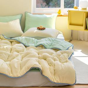 쉬즈홈 치즈 워싱 먼지없는 말랑말랑 소프트 양면 사계절 컴팩트 기숙사 차렵이불 Q