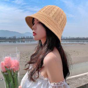 [루즈루나] 엘렌 여성 봄 가을 니트 모자 꽈배기 패턴 버킷햇