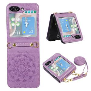 갤럭시 Z플립5 지플립5 플라워 가죽 슬림 스트랩 목걸이 핸드폰 케이스 M861