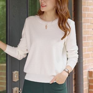 레이스 진주 포인트 니트 긴팔티 4종 택1