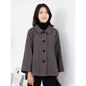 [모슬린]엄마옷 울 카라 체크 망토자켓  MQG124849 마담/미시옷/중년여성의류/빅사이즈/50대/60대여성옷