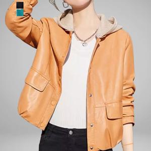 [퀸이즈] [~77까지]퍼만 후드 포인트 레더 자켓