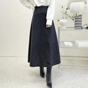 [문에이블]문에이블 겨울 여자 여성 하객룩 베이직 밴딩 플레어 A라인 니트 롱 치마 스커트