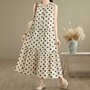 [블랙퀸] 도트 민소매 빅사이즈 원피스 blk003592
