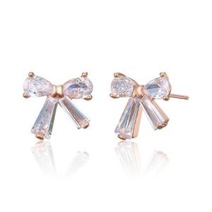 [끄란느] 14K GF 리본 물방울 큐빅 귀걸이 C24EGF216