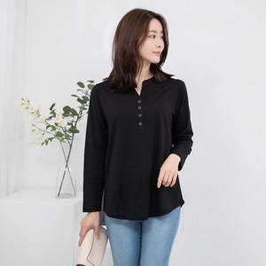 엄마옷 브이넥 반오픈 단추 긴팔티셔츠 515BMN016 중년여성/50대/60대/마담/빅사이즈/할머니옷