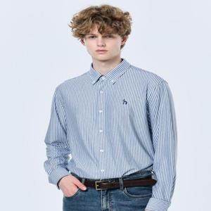 헤지스 남성 블루 져지 스트라이프 셔츠  (HZSH5A223B2)